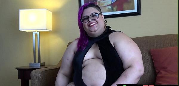  Fat trans chick plays with her nipples